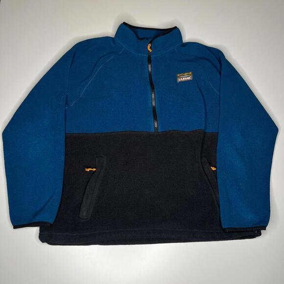 L.L.Bean Men’s XL Blue & Black Fleece Pullover Jacket – Recycled Polyester - Picture 1 of 7